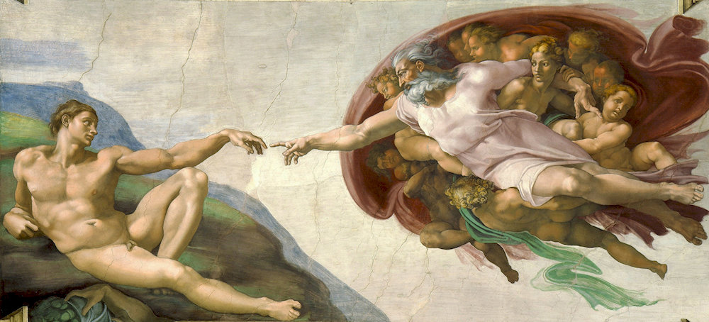 The painting The Creation of Adam was used as design inspiration for the Kiss Bridge